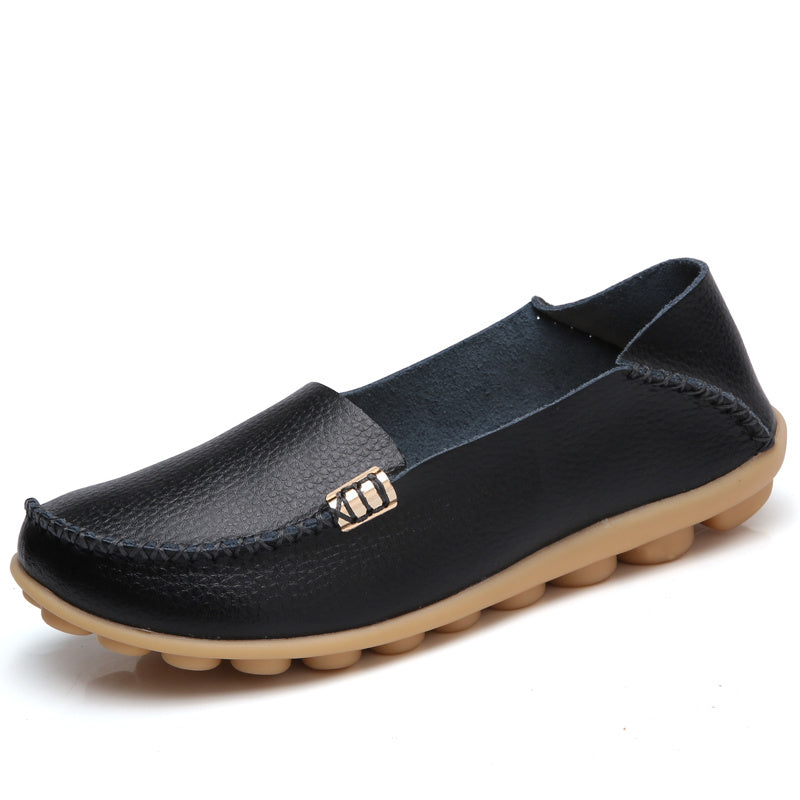 Women's Soft Leather Moccasin Shoes Lightweight Penny Loafers Solid Casual