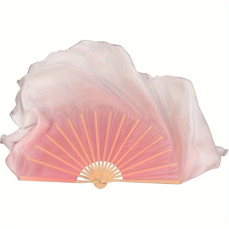 Vintage Style Folding Dance Fan with Gradient Dye Fabric for Traditional Chinese Dance and Performance