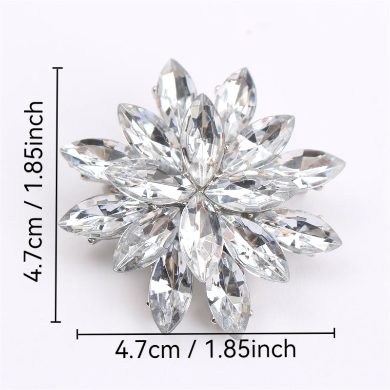 Rhinestone Flower Brooch for Dresses Bags Hats Elegant Jewelry Accessory