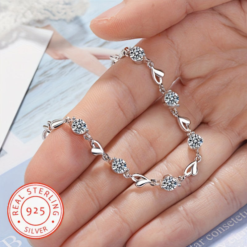 Pulsera de tenis de plata de ley 925 sin recubrimiento, diseño elegante en plata para uso diario y ocasiones especiales