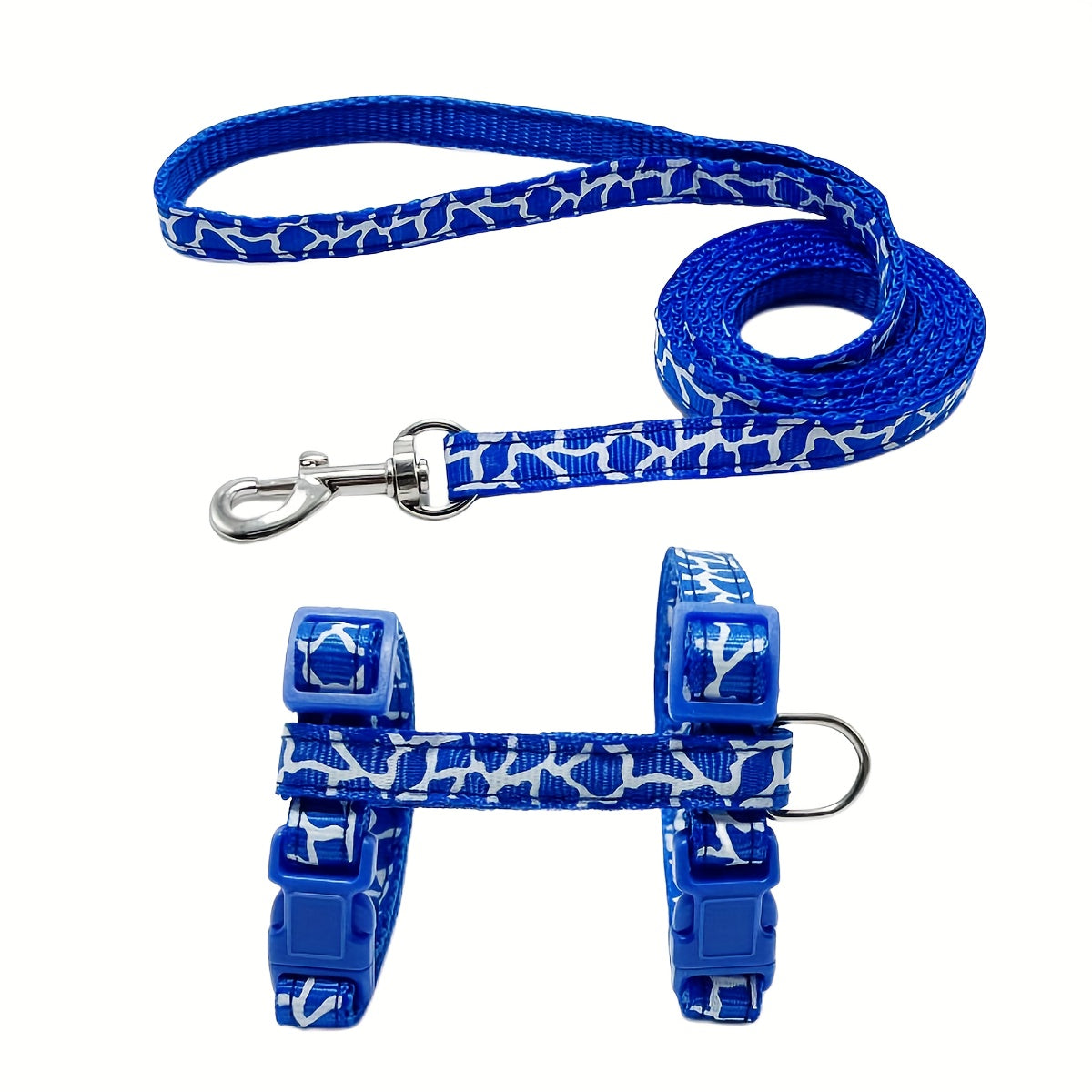 Adjustable Cartoon-Print Cat Harness with Leash Soft Polyester Escape-Proof Small Pets