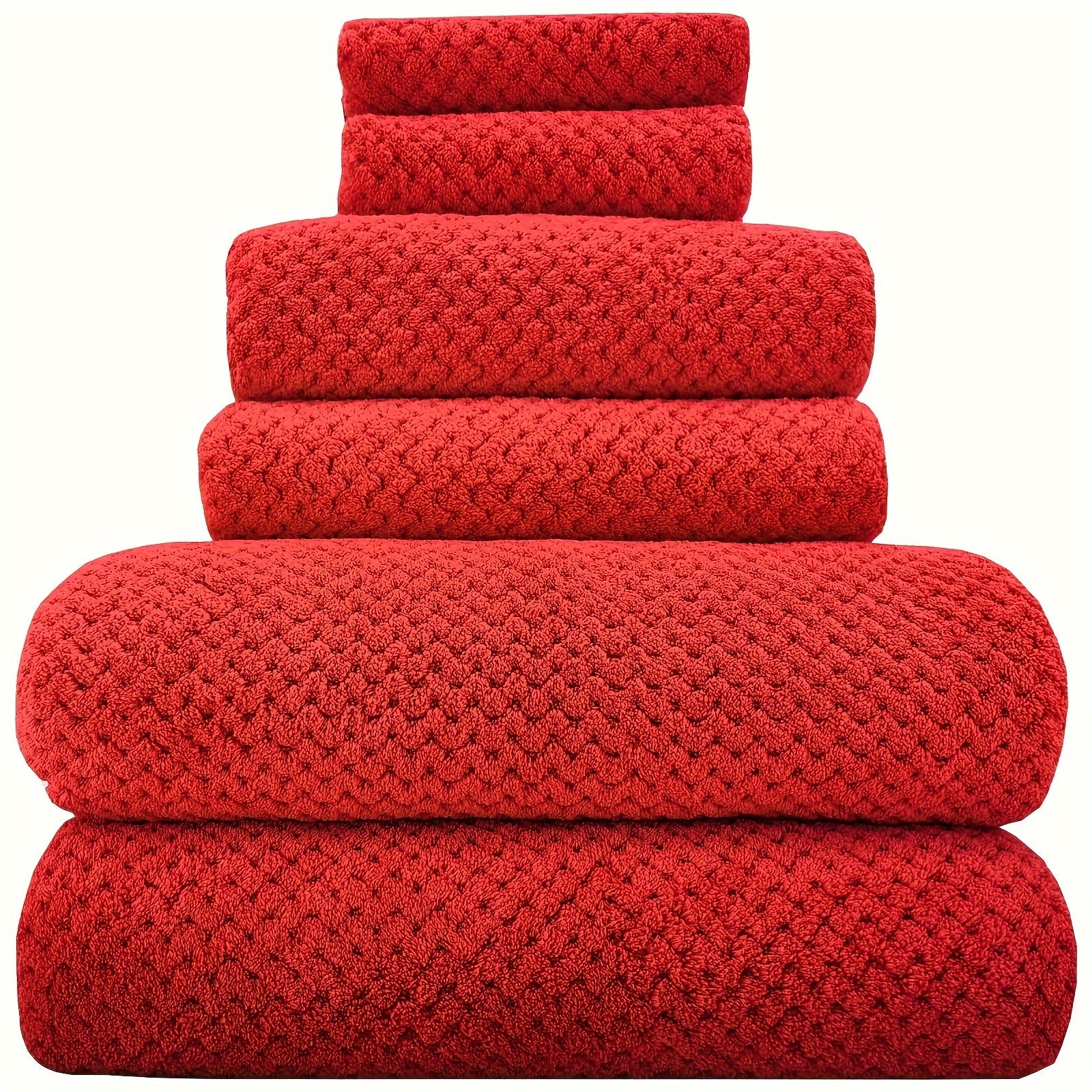 6-Piece Bath Towel Set with 2 Square Towels 2 Hand Towels and 2 Bath Towels Soft Absorbent Spa Hotel