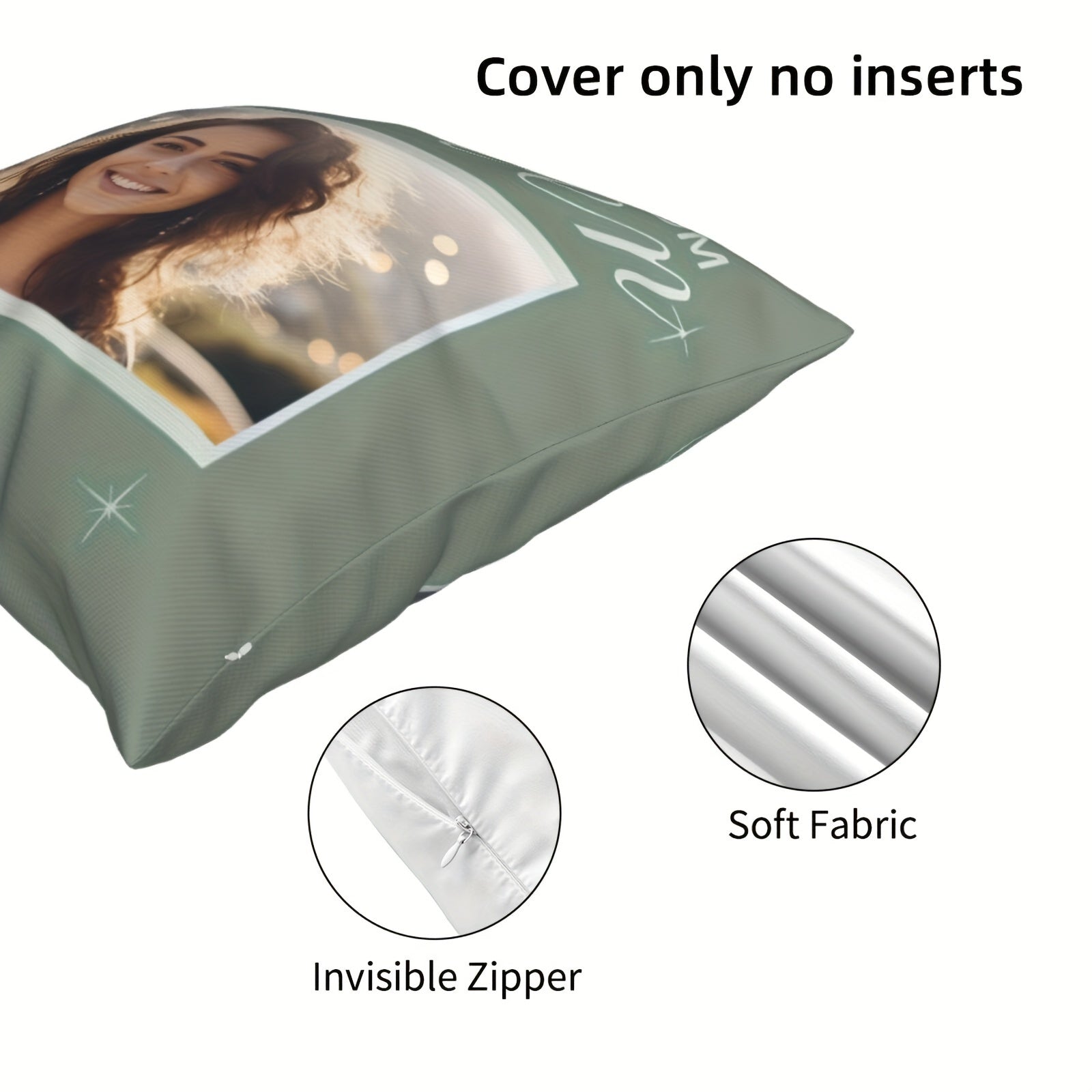 Custom Photo Pillowcase Hugs From Heaven Design 45.72x45.72 cm Soft Fabric Invisible Zipper