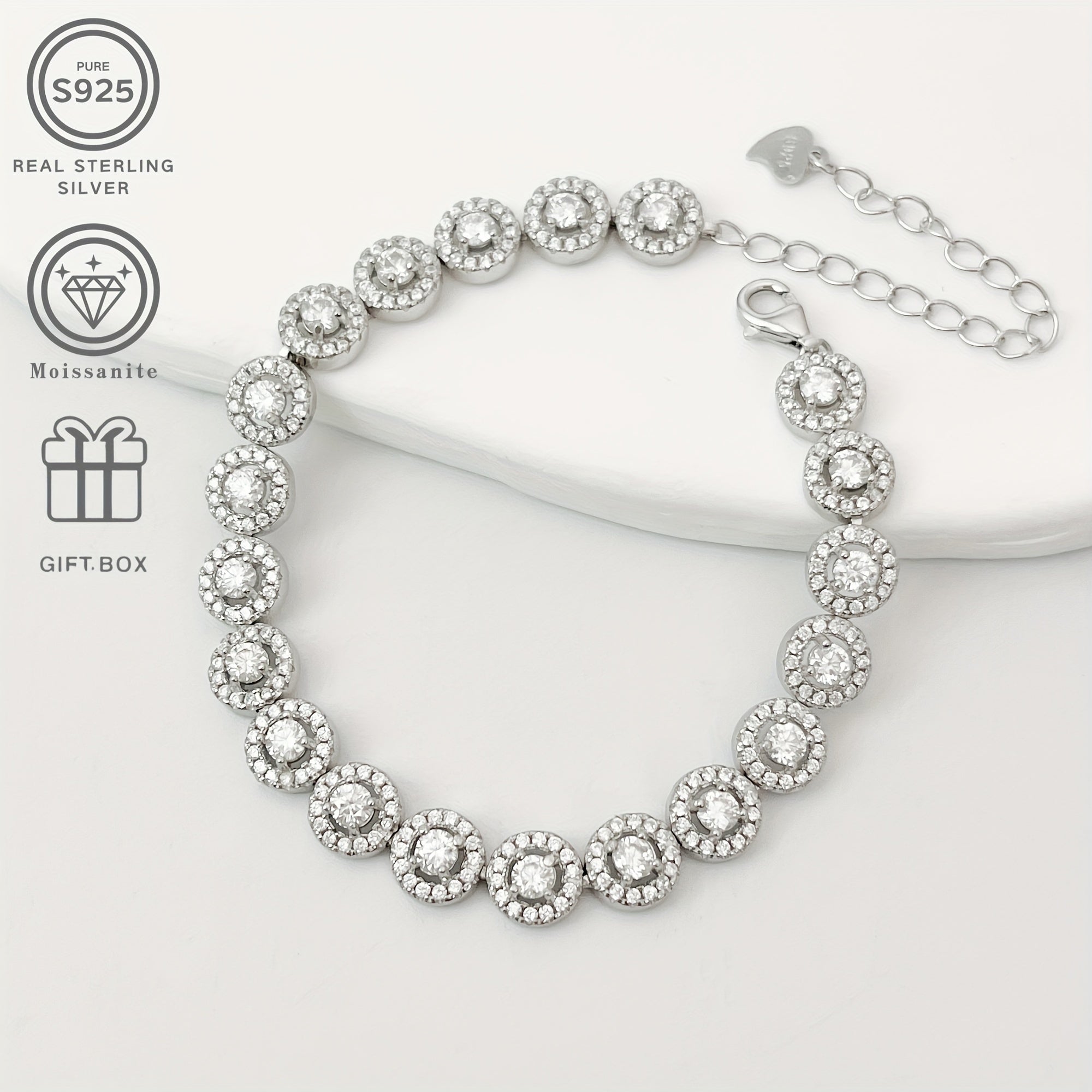 Luxury 0.1 Carat Moissanite Tennis Bracelet in Sterling Silver for Weddings and Gifts