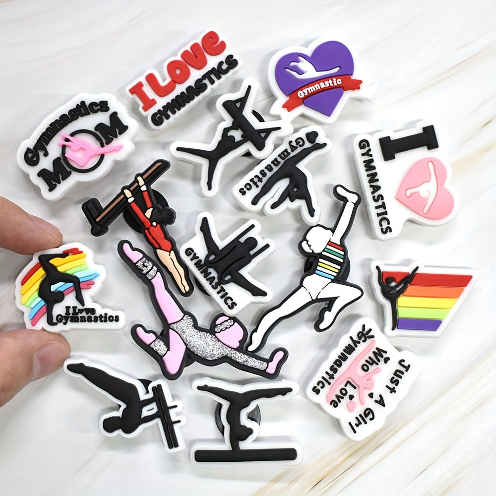 15pcs Gymnastics Shoe Charms PVC Plastic for Trampoline and Rings