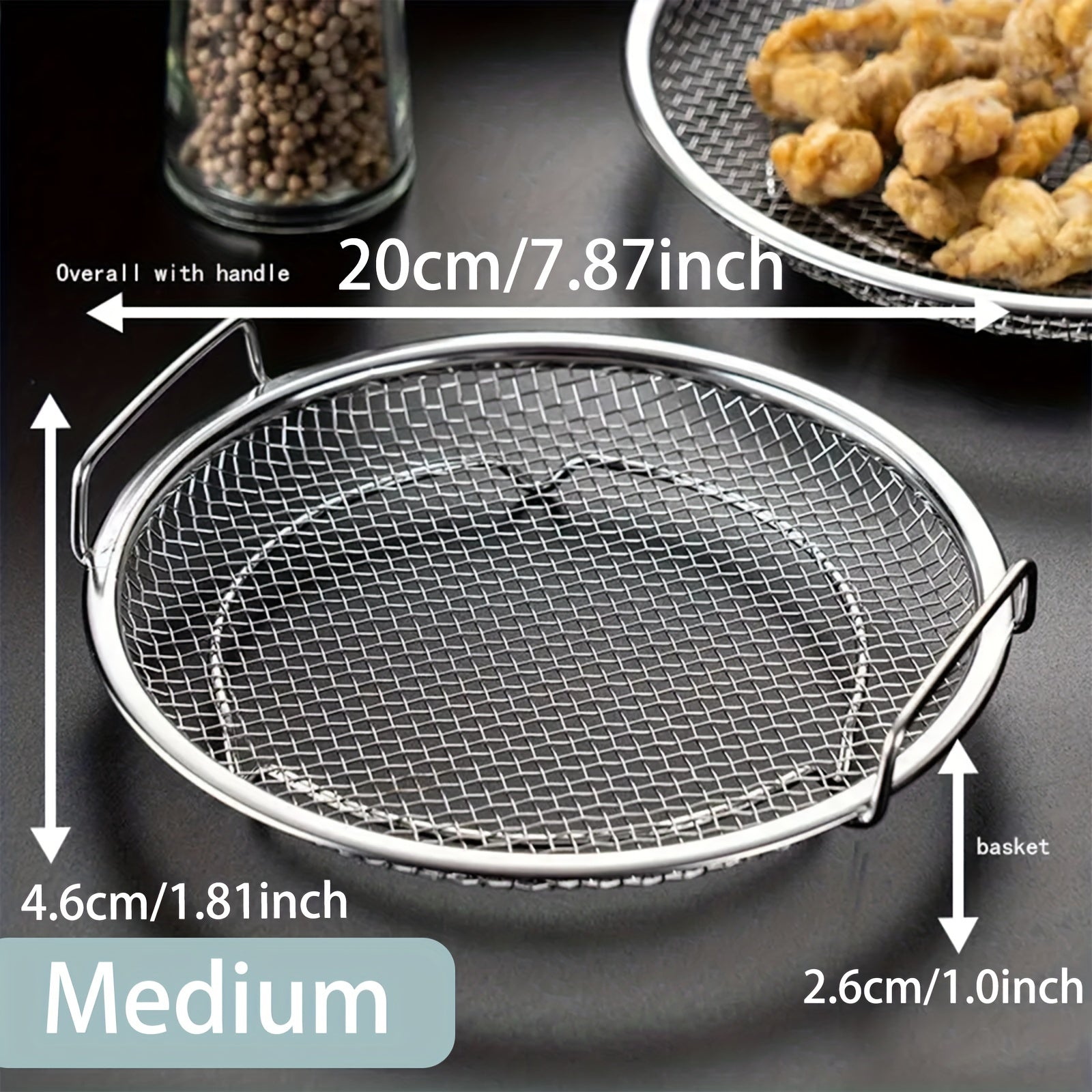 Stainless Steel Crisper Basket with Mesh Grill for Air Frying and Baking