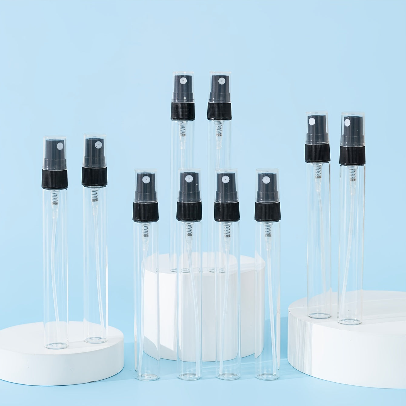 50 Pack 10ml Refillable Glass Perfume Atomizer Spray Bottles Portable Travel Essential