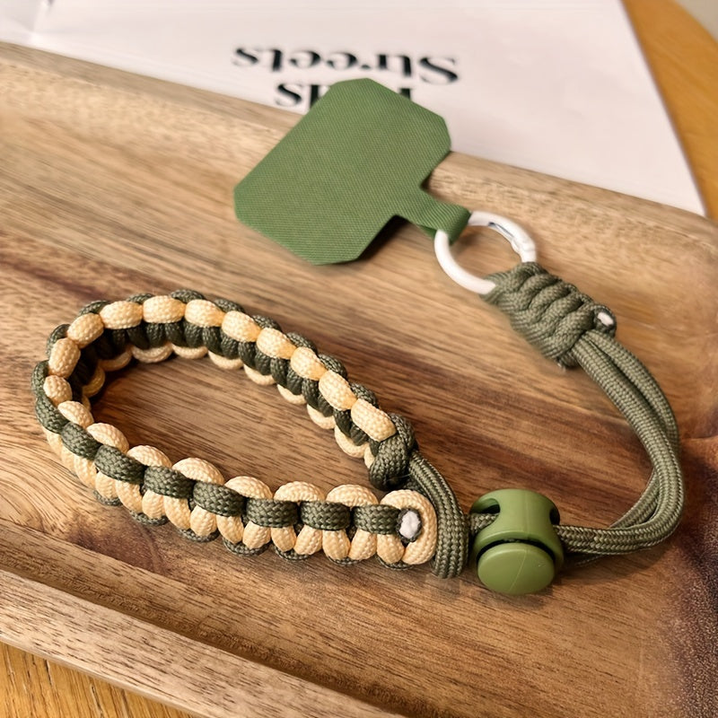 Qo'l bilan to'qilgan mobil telefon lanyard, sozlanadigan bilak tasmasi, o'g'irlikka qarshi tushirishni himoya qilish, jasur rang moslashuvi va kuchli metall qisqich. Kameralar uchun mos, universal moslik.