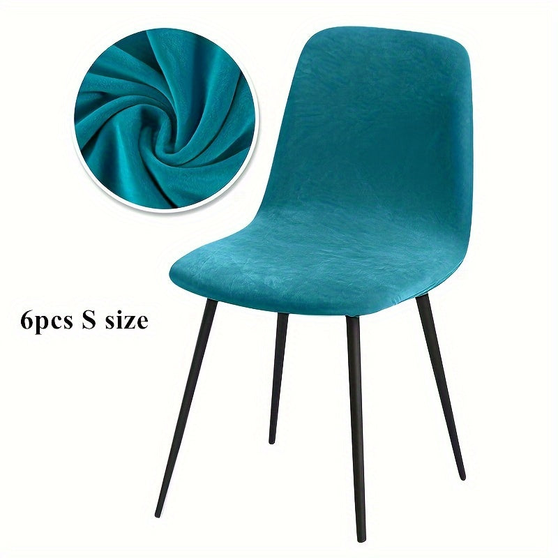 Velvet Arc-Shaped Short Back Chair Slipcover for Dining and Home Office