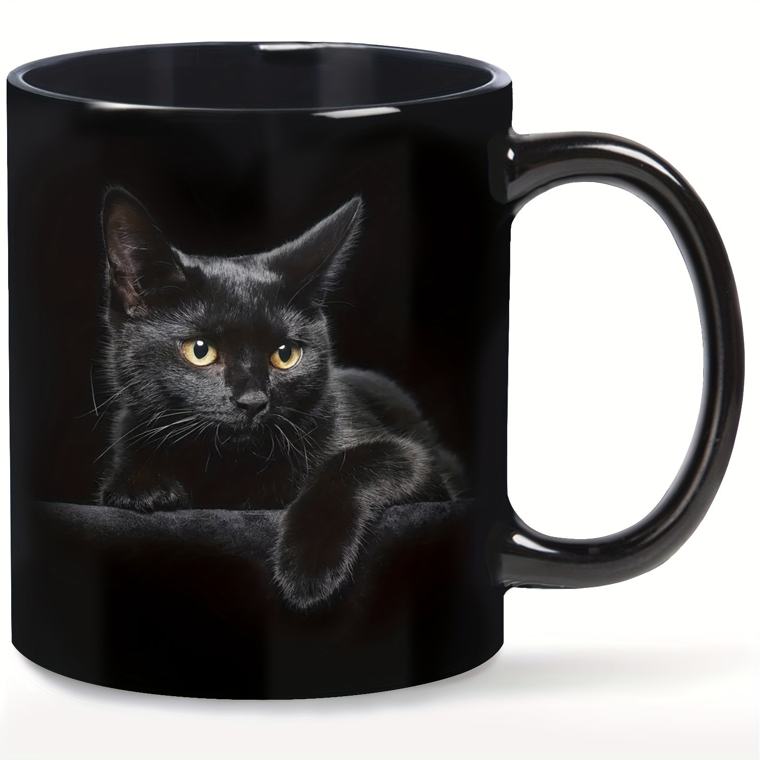 Ceramic Coffee Mug 11oz Black Cat 3D Print Gift for Cat Lovers
