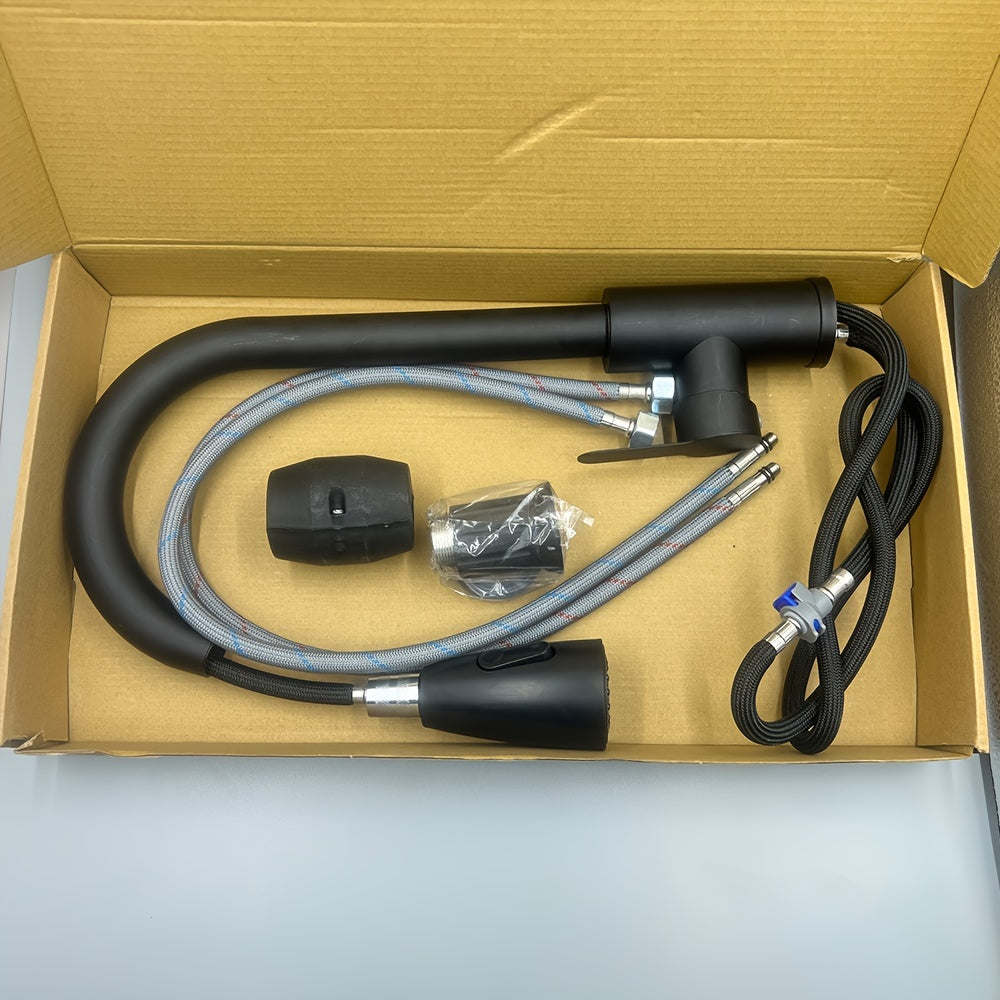 360° Rotating Kitchen Faucet with Hot Cold Water Sprayer Brushed Finish for RVs Campers and Travel Trailers