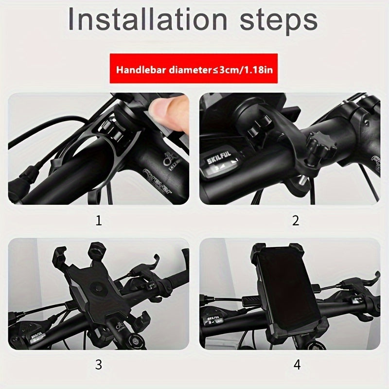 Motorcycle Phone Holder with Automatic Lock Four Claw Handlebar Mount for Bike