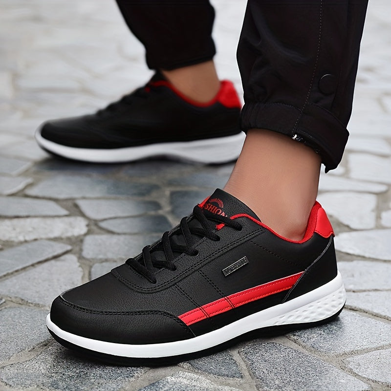 Men's Casual Striped Lace-Up Sneakers for Outdoor Walking