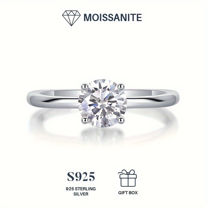 Moissanite Ring 1.0 Carat Sterling Silver Wedding Engagement Jewelry for Women