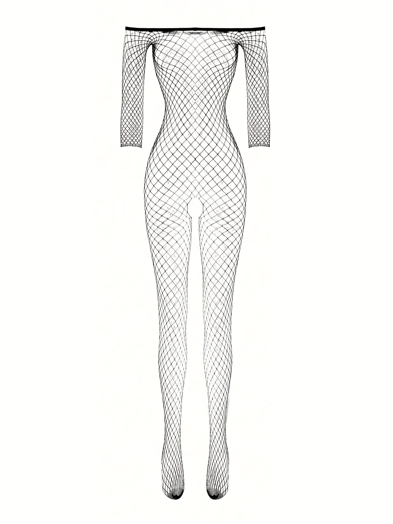 Women’s One-Shoulder Bodystocking in Fishnet Material