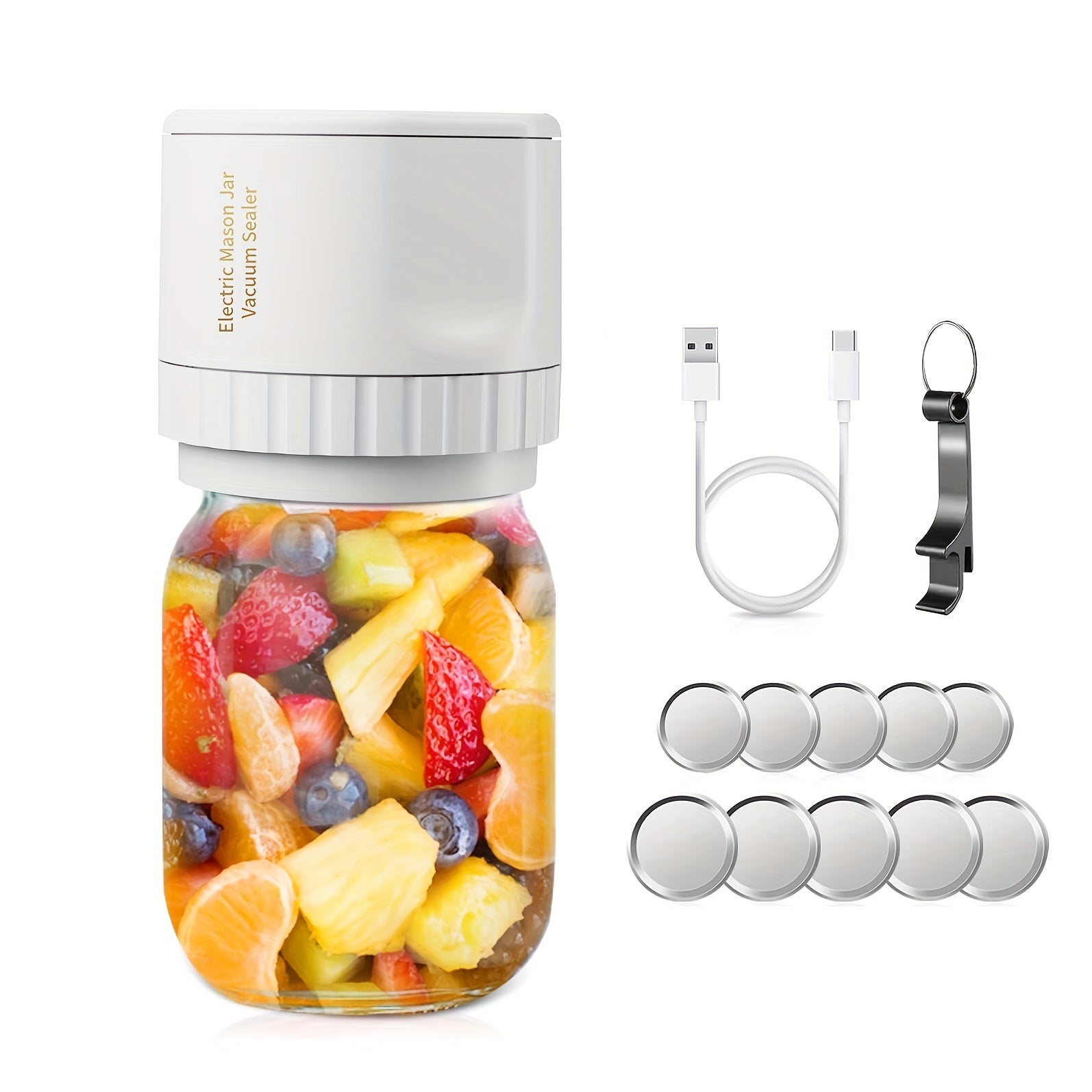 Электрический вакуумный запайщик для банок Mason Jar для хранения продуктов и ферментации подходит для широких и стандартных горлышек банок