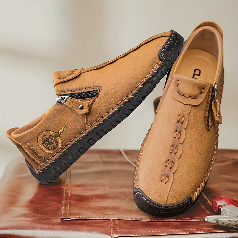 Men's Leather Loafers Non-Slip Casual Shoes Round Toe Fall Spring Summer Winter Solid