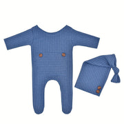Newborn Baby Boy Clothes Set Long Sleeve Knitted Romper Beanie Photography Props