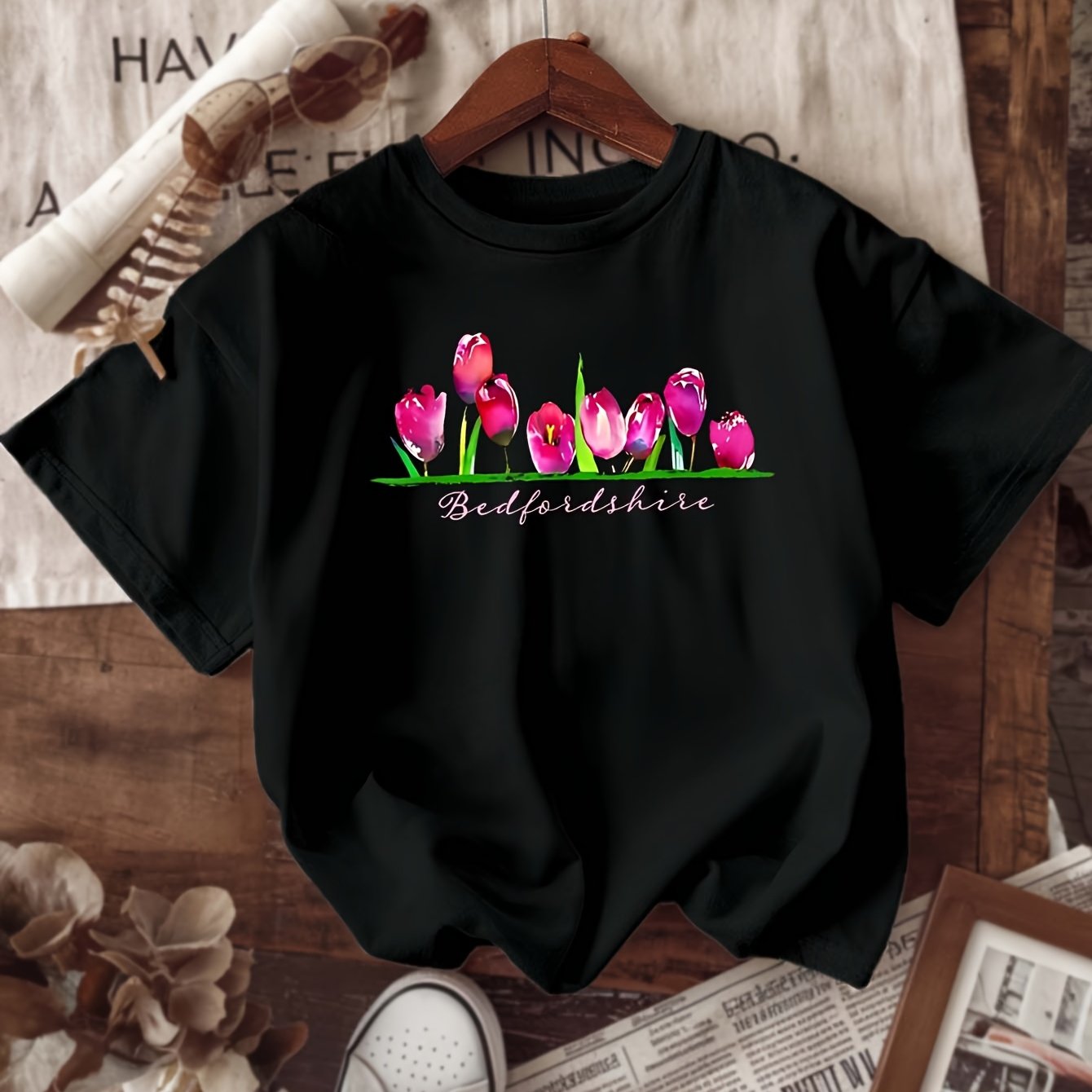 Women's Green Cotton T-Shirt Short Sleeve Casual Summer Top