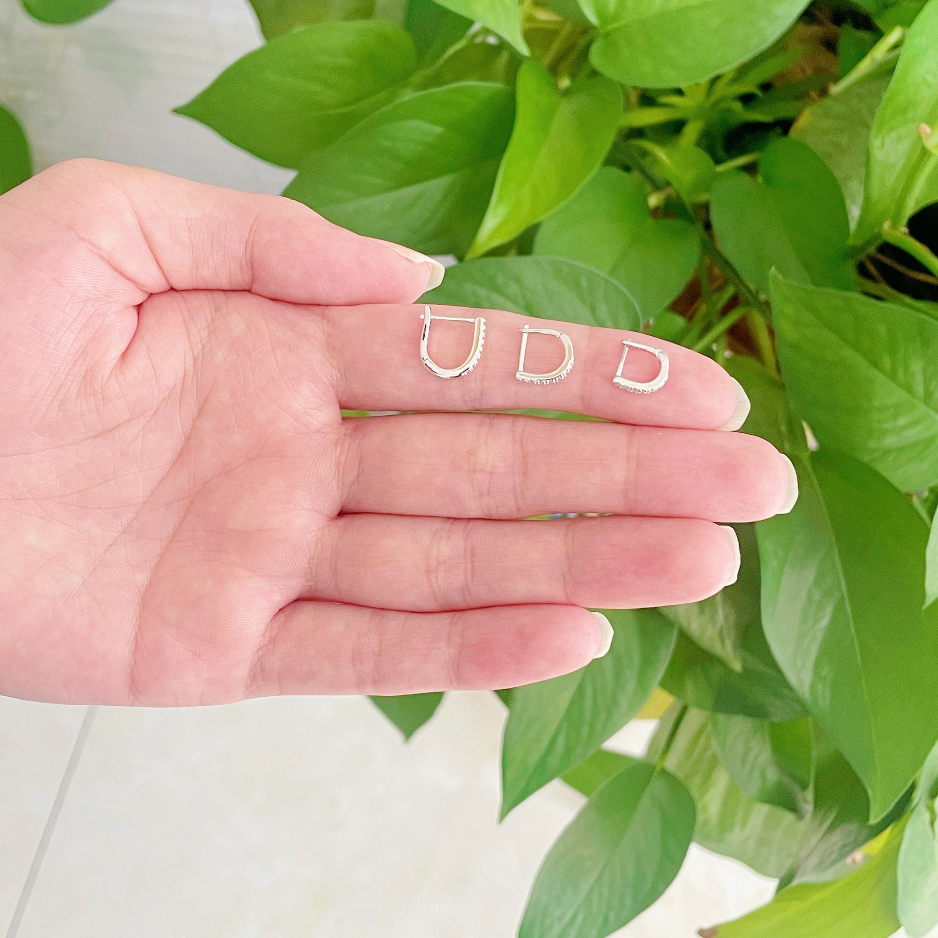 Sterling Silver Hoop Earrings with Zirconia Stones for Women