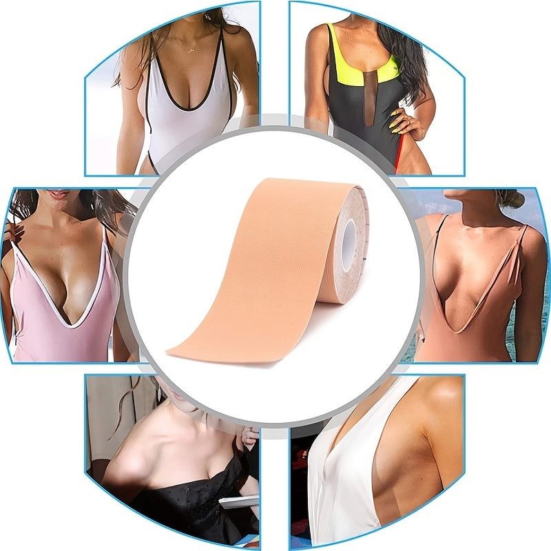 Breathable Body Tape Set with Backless Nipple Covers for A-E Cup Large Breast Support