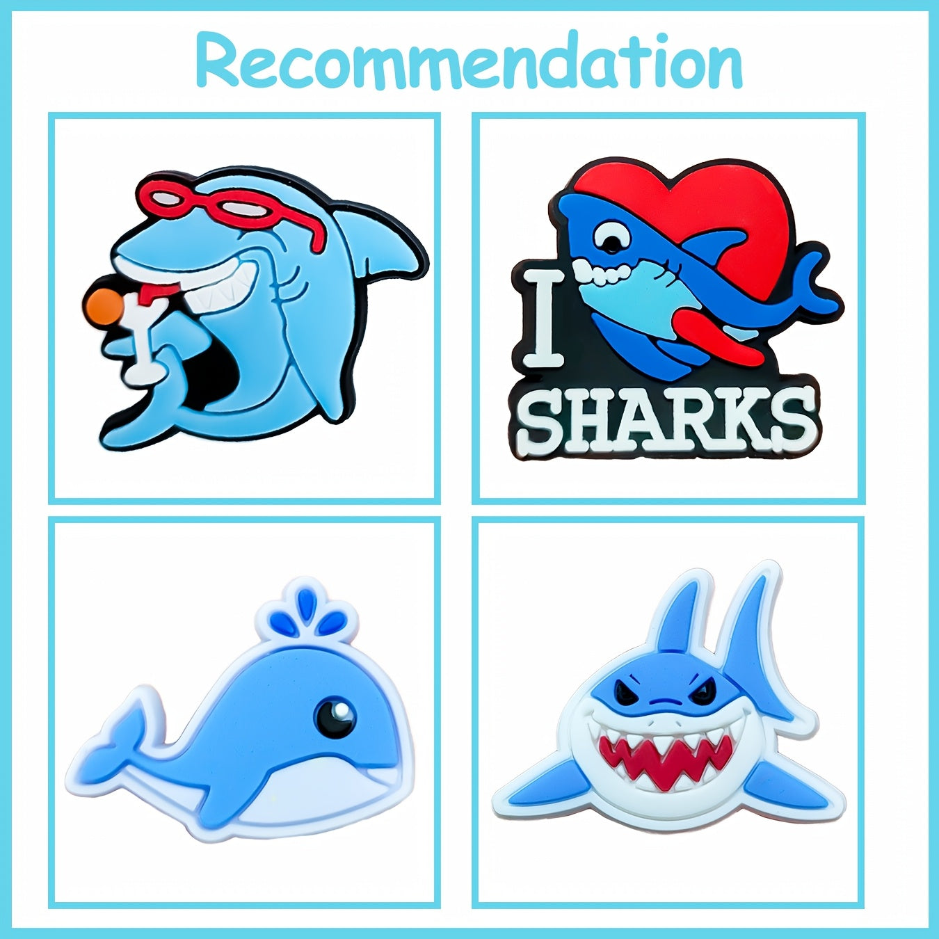 12 pcs Cute Shark PVC Charm Set Detachable Accessories for Kids and Teens
