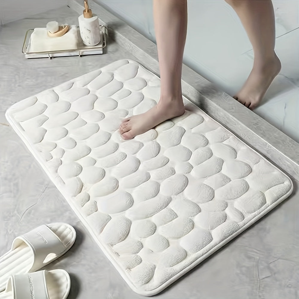 Pebble Embossed Memory Foam Bath Mat Non-Slip Quick-Drying Bathroom Rug