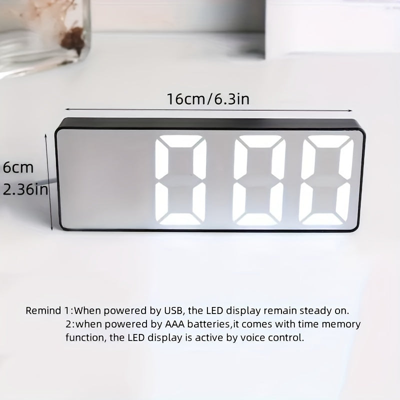 Digital Alarm Clock with Temperature Calendar and USB Power Black and White Square Design