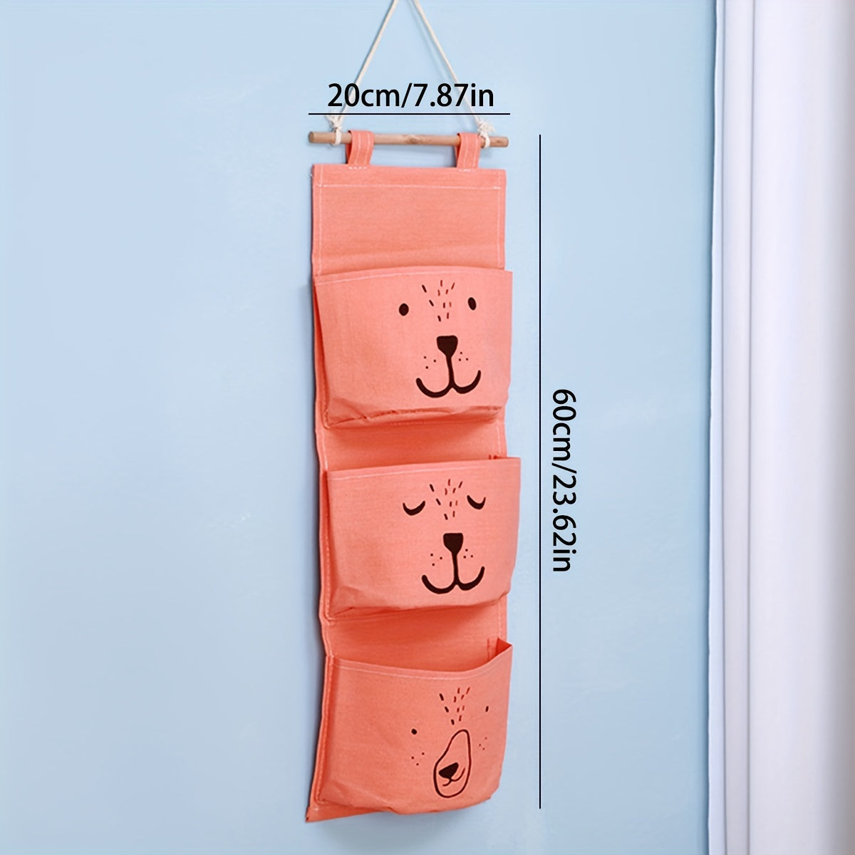 Bear Face Wall Organizer for Kids with Large Capacity Polyester Storage for Clothes and Diapers