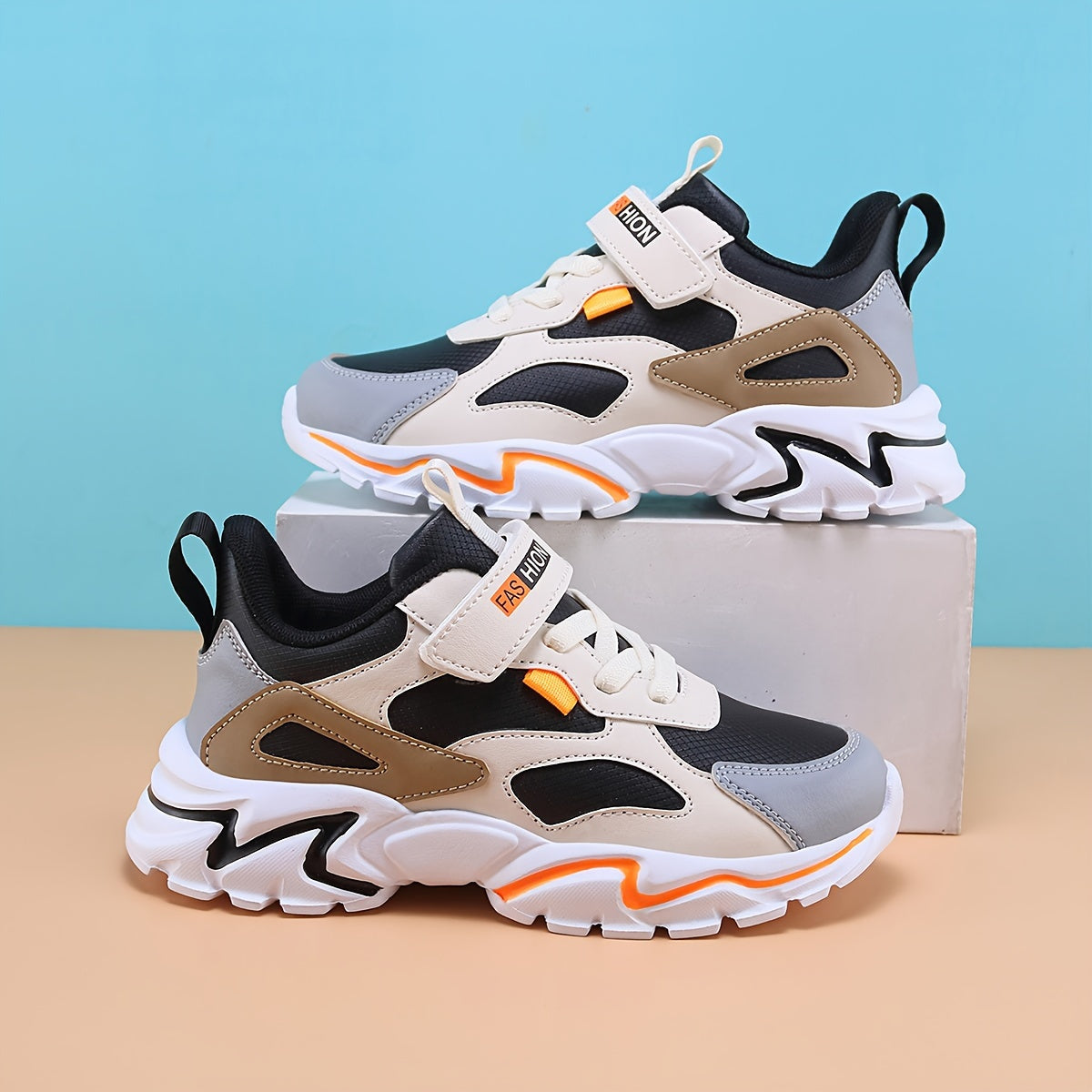 Kids Boys Chunky Sneakers Water-Resistant Lightweight Casual Shoes for Outdoor Activities