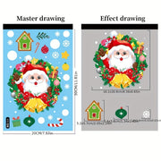 Christmas Window Clings Set Santa Reindeer Rabbit Holiday Decor Non-Electric