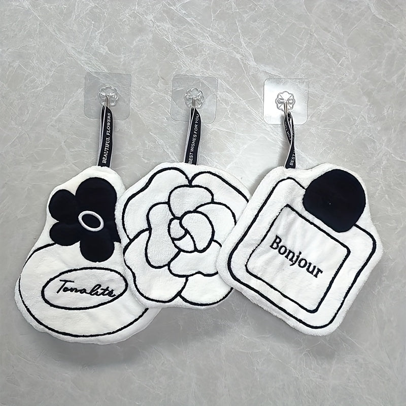 3 Taomlar uchun Luks Kameliya Osma Qo'l Sochiqlari - Yumshoq, Singdiruvchi va Tozalash Oson