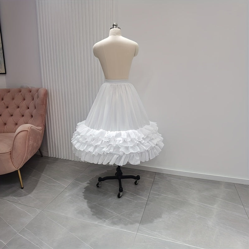 Girls Chiffon Petticoat with Stretchy Waistband 4-Layered Pleated Skirt for Princess Look