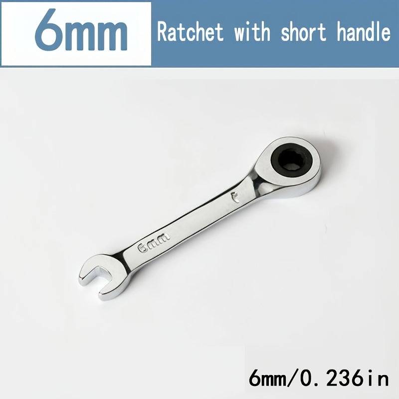 Mini Two-Way Ratchet Wrench, 72 Tooth, Metal Open-End, Durable Rust-Proof