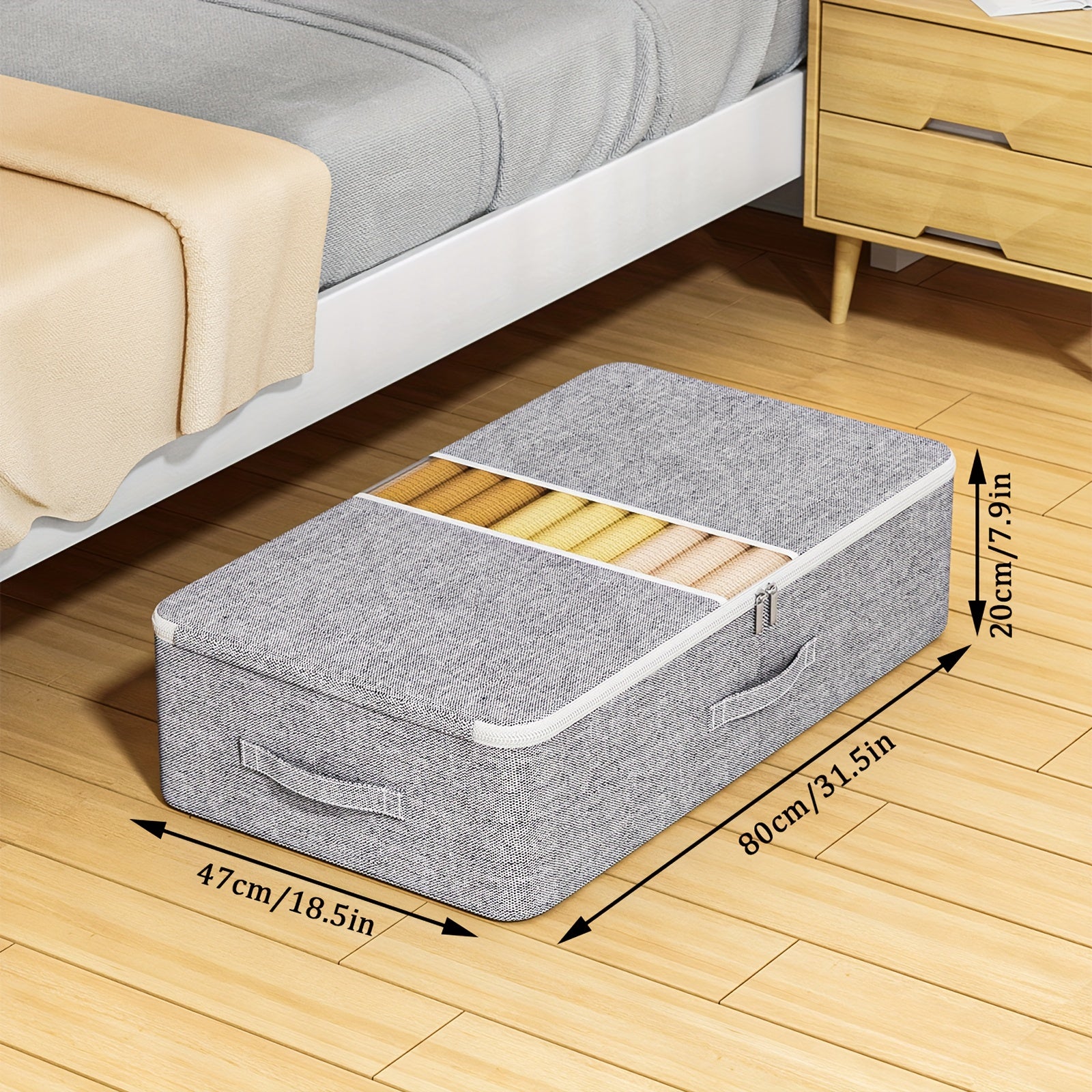 Большая емкость для хранения, сделанная из хлопка и льна, с окном и складным дизайном. Идеально подходит для хранения одеял, одежды и книг.