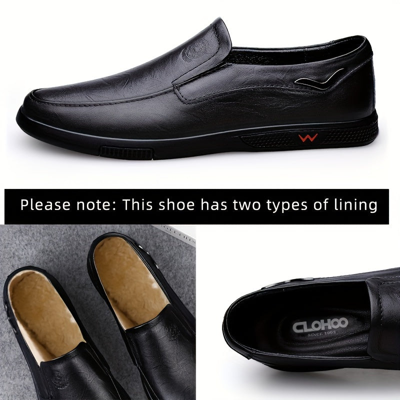 CLOHOO Erkaklar Slip-On Loaferlari: Yumshoq charm, kauchuk taglik, kundalik norasmiy kiyim uchun mos.