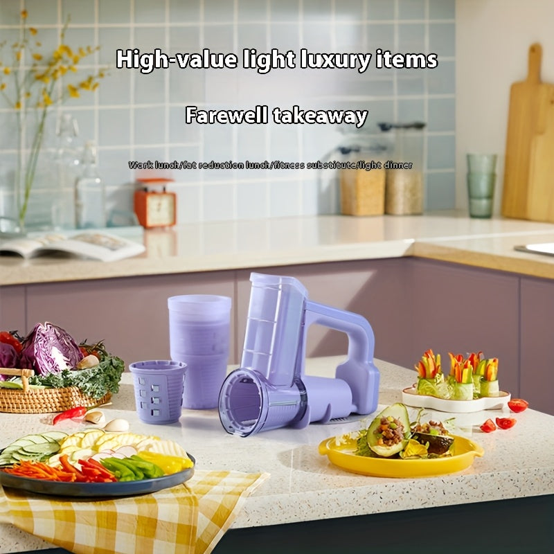 3 ta almashtiriladigan zanglamaydigan po'latdan yasalgan pichoqlari bilan oziq-ovqat sifatidagi materiallardan tayyorlangan simsiz ko'p funksiyali qo'lda elektr sabzavot kesgich. Pishloq, salatlarni maydalash, bo'laklash uchun mukammal.