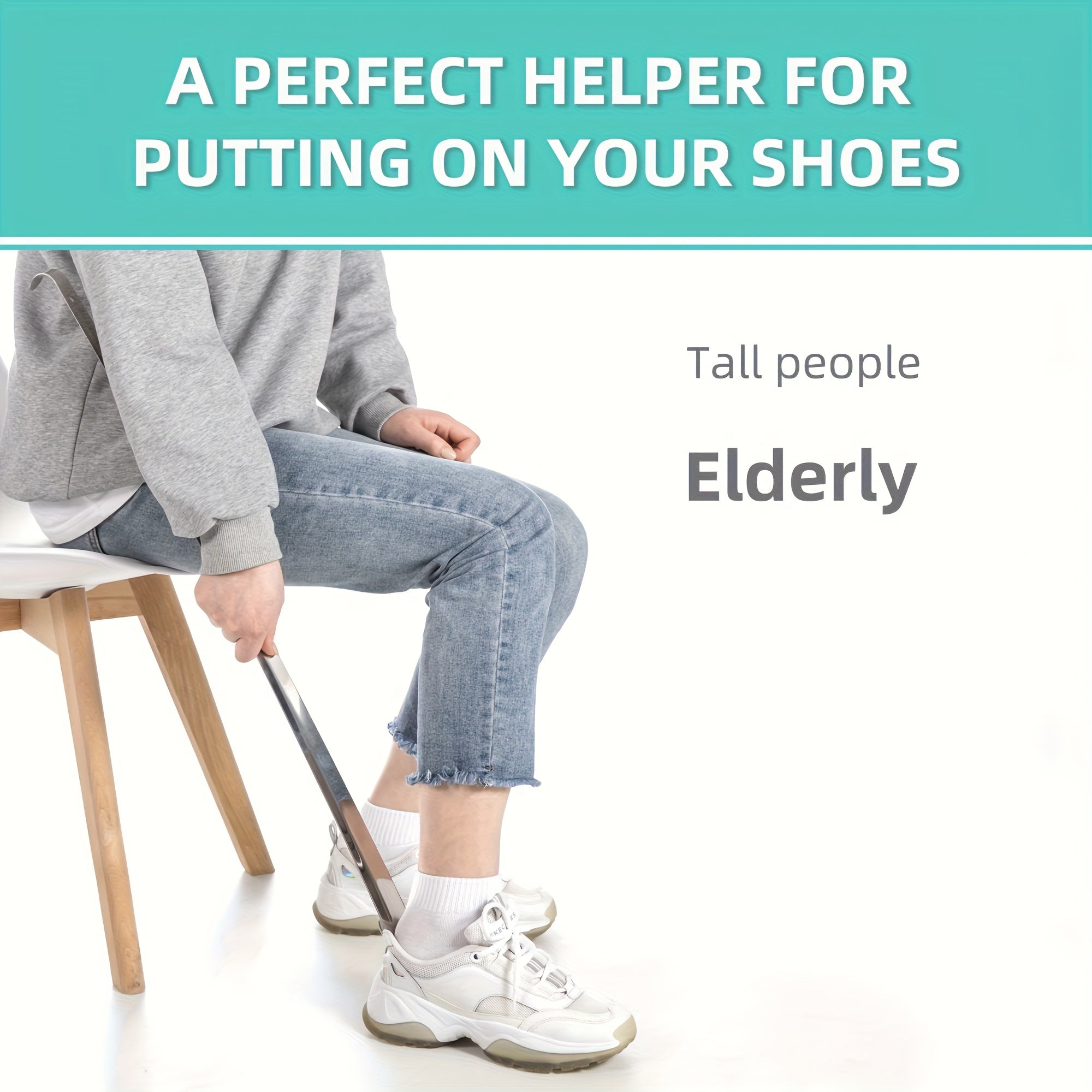Unisex Metal Shoe Horn, 57.91cm, Reach Assist, for Seniors and Adults