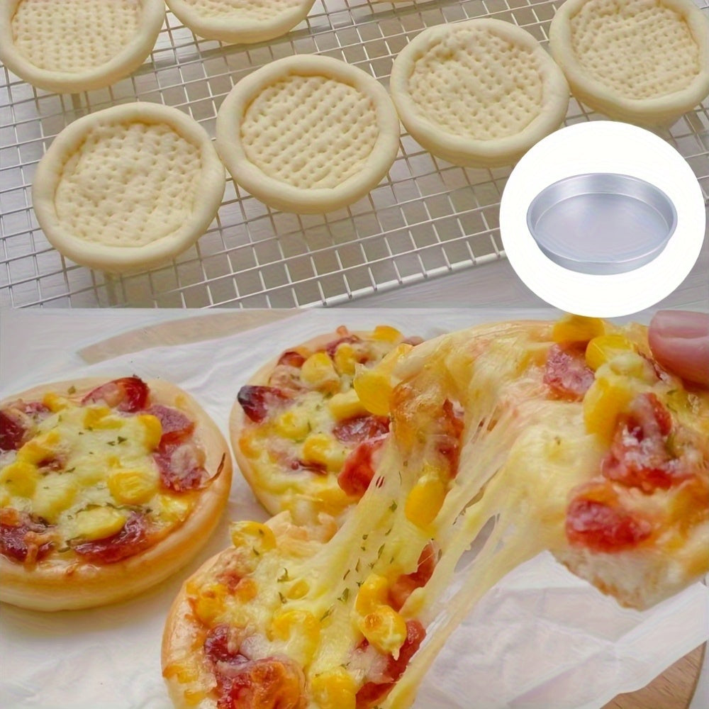 Juego de 4 bandejas de aluminio para pizza de 6 pulgadas, reutilizables, resistentes, aptas para lavavajillas