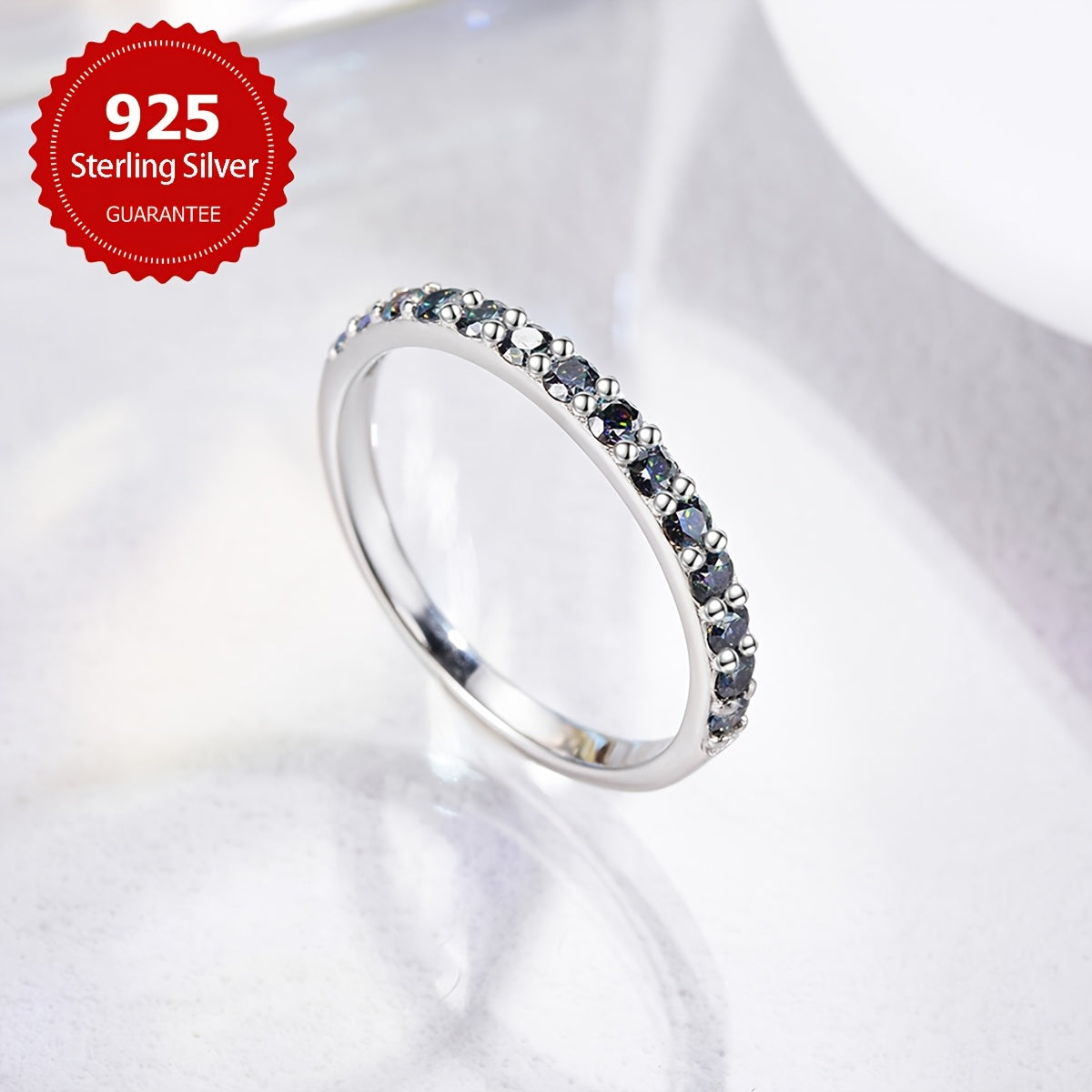 Sterling Silver Moissanite Eternity Ring for Women Wedding Anniversary Gift