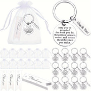 Set of 12 Appreciation Keychains with Thank You Cards for Employees Teachers Nurses