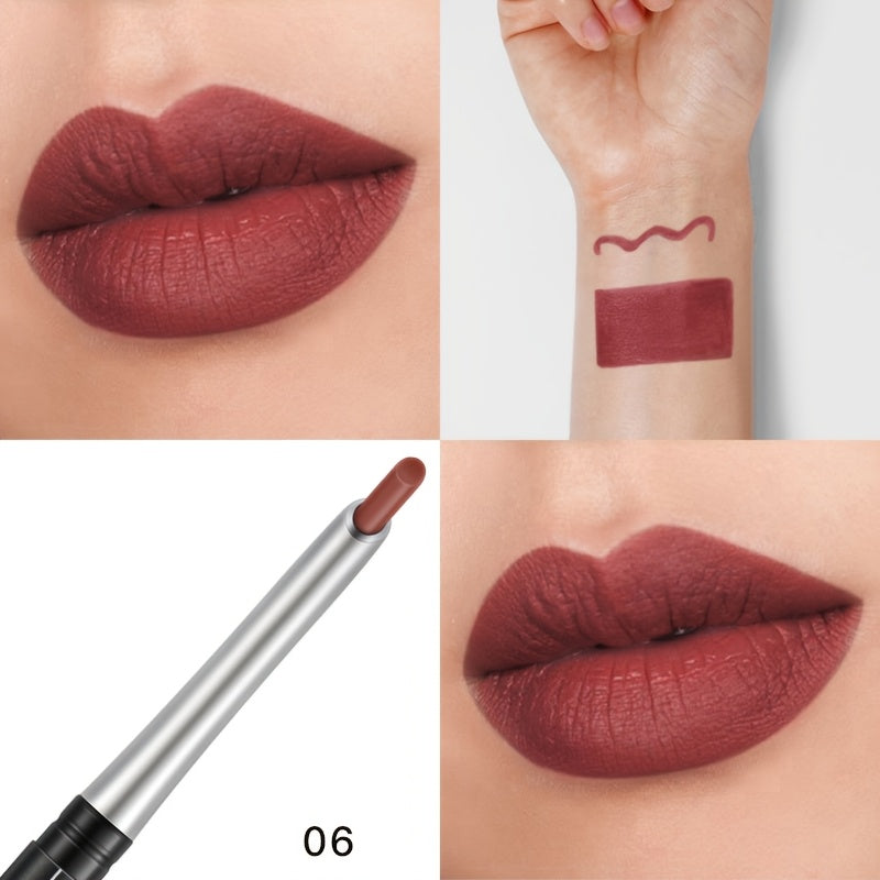 Lápiz delineador de labios mate impermeable para mujer, rojo, contorno, lápiz de labios de larga duración