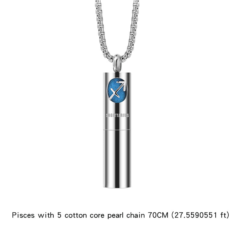 Men's Zodiac Necklace Titanium Steel Pendant Aromatherapy Essential Oil Accessory