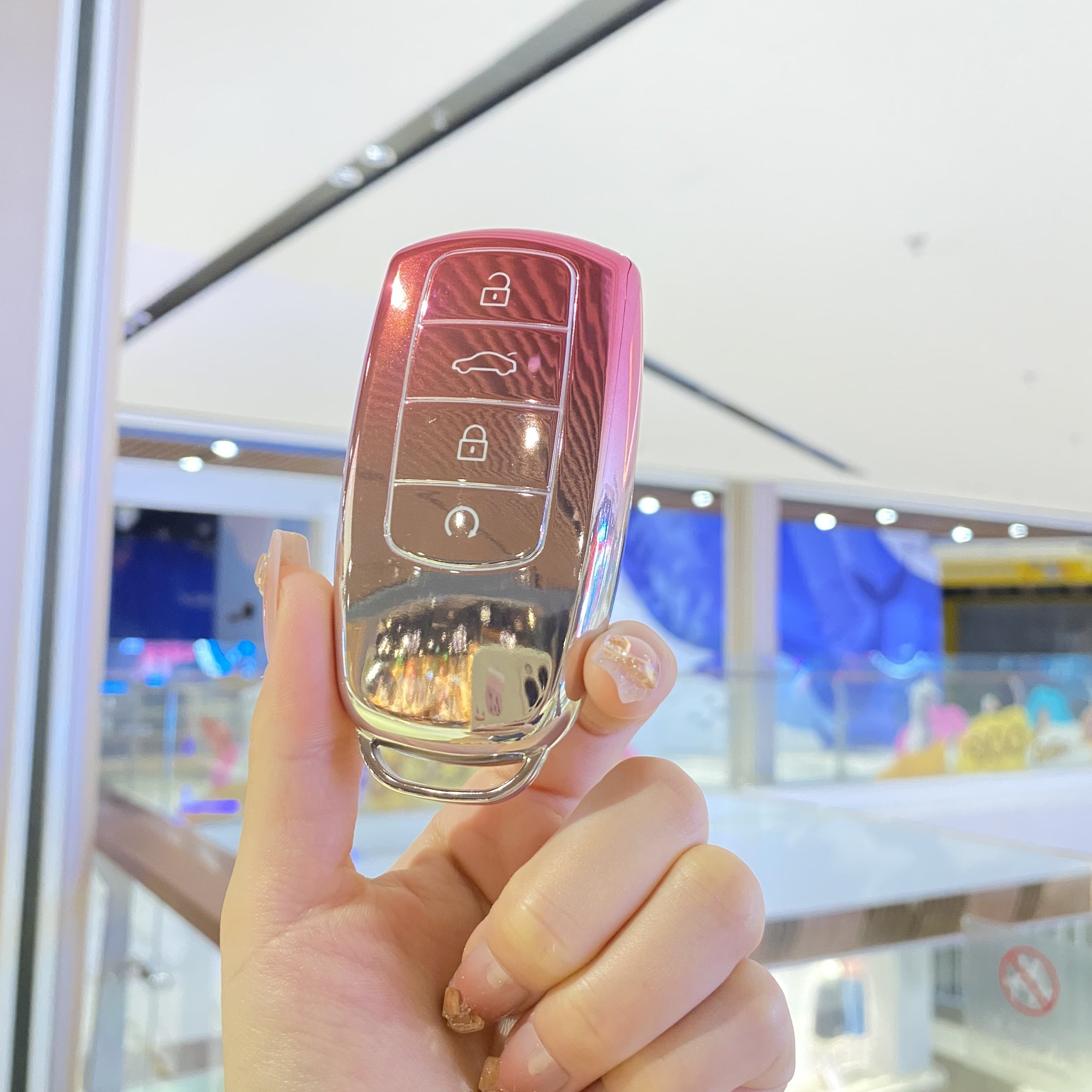 Car Key Case TPU Remote Cover for 4-Button Keyless Entry Durable Black