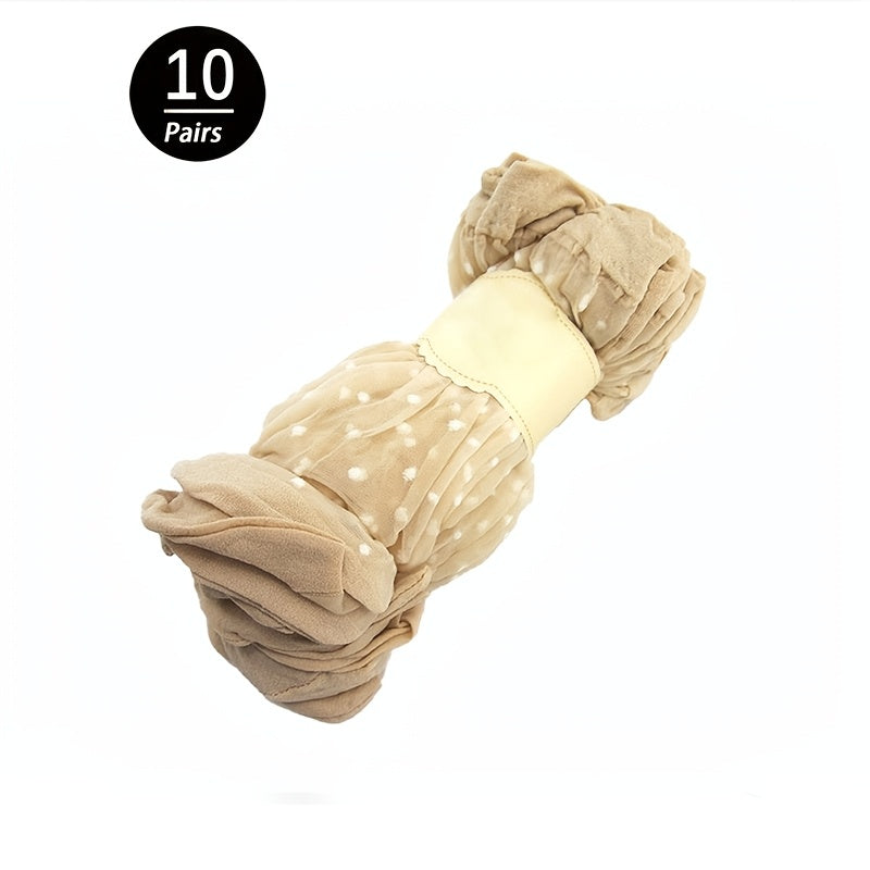 Women’s Mesh Ankle Socks 10 Pairs Polka Dot Breathable Nylon Spandex