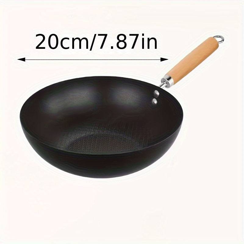 Wok de hierro fundido de 20cm, sartén tradicional china antiadherente para cocinas de gas y eléctricas