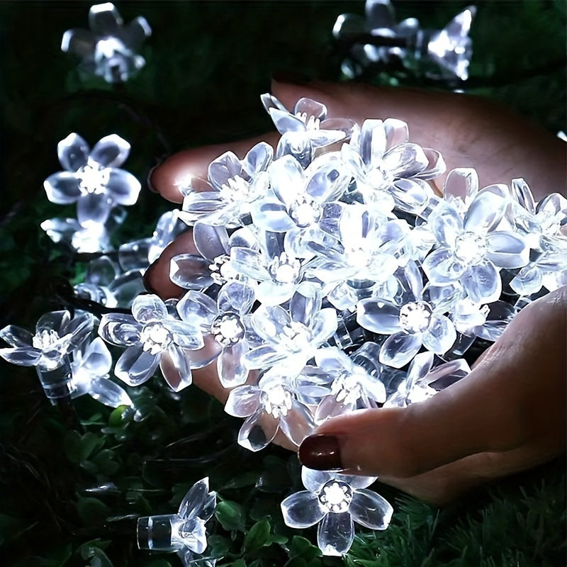 Luces de cadena solares exteriores en forma de cereza con 20/50/100 LED, impermeables IP44, blanco cálido o blanco