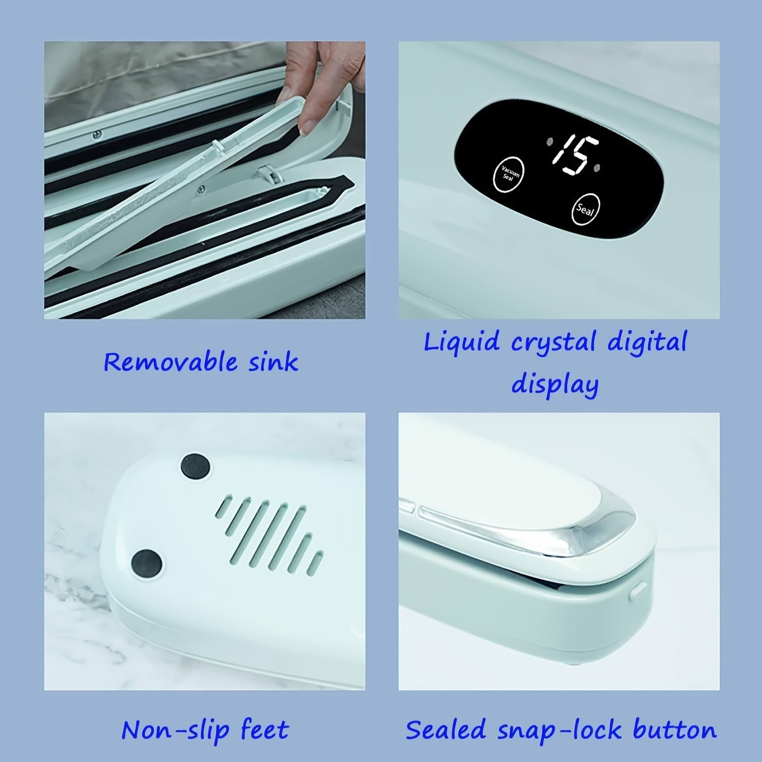 Food Vacuum Sealer with Automatic Air Seal System Dry Wet Food Modes Compact Design