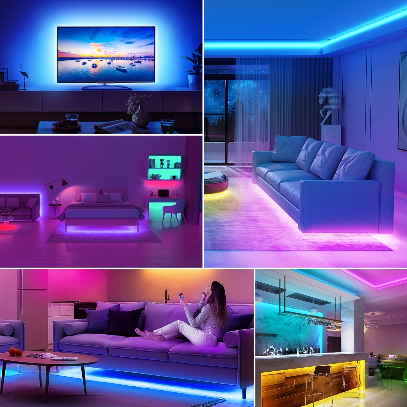 Wireless RGB LED Strip Controller App Control USB Powered Compatible with 5V-24V DC Lights Music Sync
