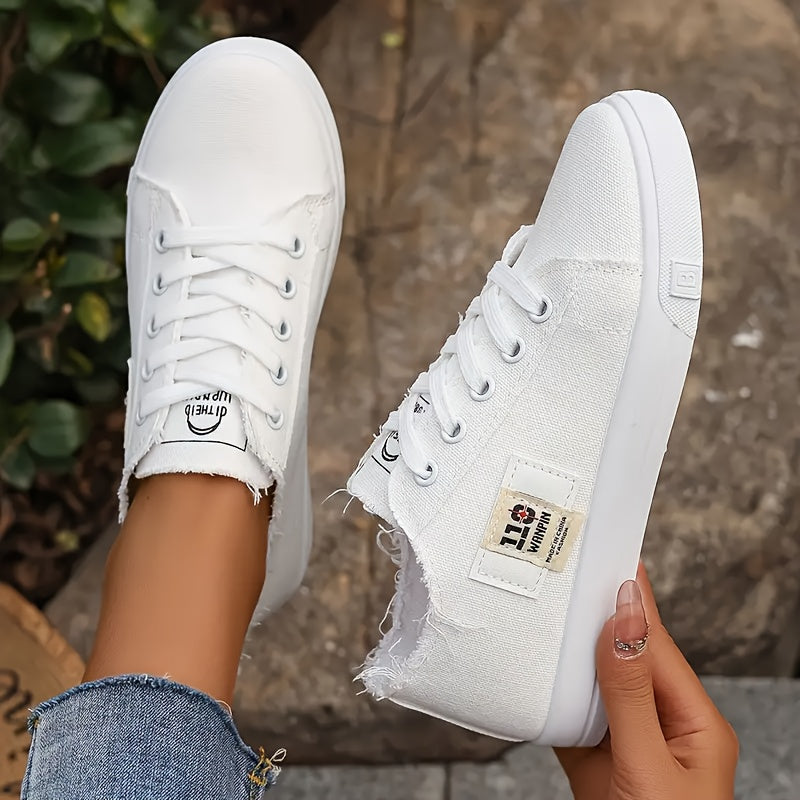 Women’s Canvas Low-Top Sneakers Black Blue White All-Season Casual